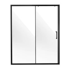 Semi-Frameless Shower Door 57.7-59 W x 70 H in Sliding Glass Matte Black with Stainless Steel Hardware
