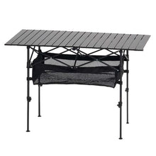 Portable Roll Up Camping Table – Adjustable Aluminum Outdoor Table with Storage & Carry Bag (Black)