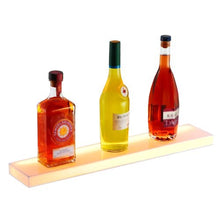 LED Lighted Liquor Bottle Display, 1-Tier 24" Wall-Mounted Whiskey Rack – Acrylic Illuminated Bar Shelf with RF Remote & App Control