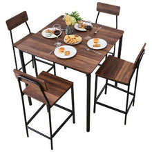 35 In Bar Table Set with Rounded Edge Design with Four Stools for Living Room and Kitchen