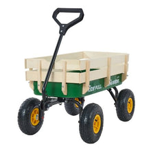 39" Kids Pull-Along Wagon with Wooden Panels Green for Kids