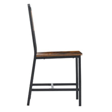 2 Dining Wooden Chairs Set with Metal Frame and Backrest for Kitchen Living Room