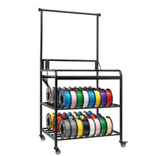 3-Tier 3D Printer Filament Storage Rack with Wheels Filament Holder & Organizer (Black)