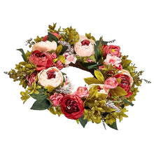 19 Inch Pink Peonies Hydrangeas Year Round Wreath Artificial Decorative Wreath WA53362