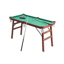 4.5ft Folding Pool Table – Brown Frame Blue Cloth for Family Use Recreation Room
