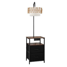 Floor Lamp End Table with Drawers & Charging