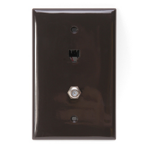 6P4C x F Midsize Telephone & Video Wall Jack Brown 40539-CMB