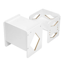 Kids Montessori Table and Chair Set Adjustable Height (White)