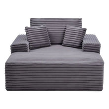 54-Inch Boneless Chaise Lounge Chair Oversized Upholstered Sofa with Pillows and Armrests (Grey)
