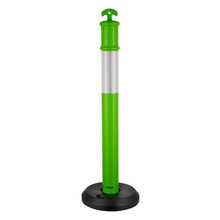 48" Traffic Delineator Posts with Fillable Base & Reflective Strips Green for Construction & Parking Lot Safety