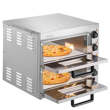 Commercial Countertop Pizza Oven 16" Double Deck Stainless Steel Electric Oven with Stone for Restaurant & Home Baking