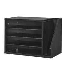 4-Compartment Wooden Literature Organizer Mail Sorter with Side Storage – Black