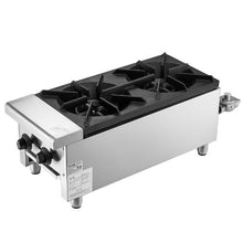 Commercial 2-Burner Gas Stove 56,000 BTU Propane/Natural Gas Countertop Range Stainless Steel