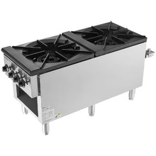 Commercial 2-Burner Gas Stove 180,000 BTU Propane/Natural Gas Range Stainless Steel