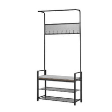 72" Hall Tree Coat Rack with Shoe Bench – 2-Tier Shoe Rack Hooks & Hanging Rod Steel Frame Storage Organizer for Entry Bedroom Closet