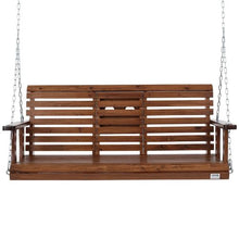 5 FT Wooden Porch Swing Chair with Chains Heavy Duty Outdoor Hanging Bench 880 lbs Capacity (Brown)