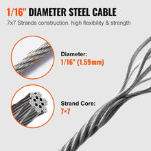 1/16 Inch 7x7 Strand T304 Stainless Steel Braided Aircraft Cable 328FT With Accessories