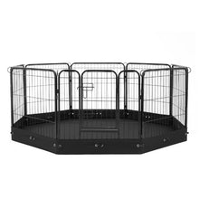 Dog Playpen 8-Panel 24" Foldable Metal Fence with Door Cover Pad & Bag