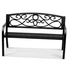 50-Inch Metal Outdoor Bench 550 lbs Capacity with Backrest and Armrests – Ideal for Garden Park Patio Yard Front Porch