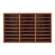 24-Compartment Wooden Literature Organizer with Removable Shelves for Office & Home File Sorter (Dark Brown)