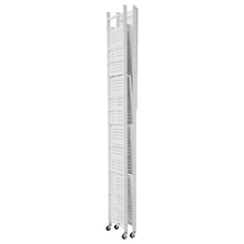 5-Tier Foldable Storage Shelf 32 x 14 x 72 Inch Metal Shelving Unit with Wheels & Hooks No Assembly (White)