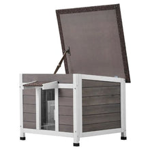 Outdoor Wooden Cat House with PVC Door Flaps and Window Weatherproof Shelter for Multiple Cats 24"L x 21"W x 18"H
