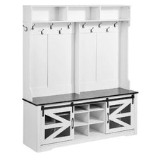 59" Hall Tree Entryway Bench with LED Coat Rack Shoe Storage, Adjustable Shelves & 12 Hooks for Mudroom Entryway & Hallway
