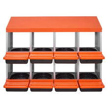 2-Tier Chicken Nesting Box 8-Compartment Metal Roll-Out Egg Box for Hens Ducks & Poultry
