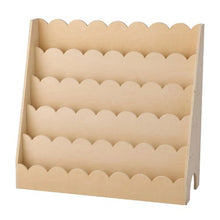5-Tier Montessori Bookshelf with Scalloped Design and Dual Hooks for Kids Room Living Room Entryway Nursery Preschool