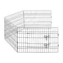 Dog Playpen 24" 4-Panel Foldable Metal Pet Fence with Door Cover & Pad (Black)