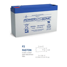 6V 12Ah F1/F2 Terminal SLA Rechargeable Battery PS-6100 (Pack of 10)