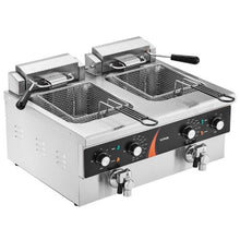 Commercial Deep Fryer 3500W Dual Tank, 2 x 9Qt/8.5L Stainless Steel with 2 Baskets & Temp Control