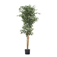 5 ft Artificial Ficus Tree with Black Pot and Natural Wood Trunk for Home Office Living Room