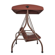 3-Seat Patio Swing with Canopy Steel Frame Cushioned Outdoor Bench (Brown)