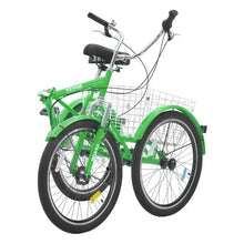 Folding Adult Tricycle 24", 7-Speed Carbon Steel 3-Wheel Cruiser Bike with Basket & Adjustable Seat for Women Men