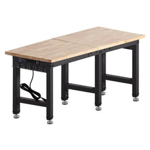 72 x 24-Inch Adjustable Workbench 5000 LBS Capacity Oak Wood Top 4 AC Outlets & 2 USB Ports