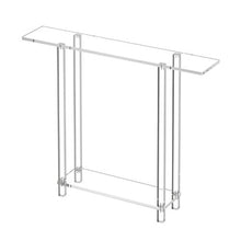 2-Tier Narrow Acrylic Console Table with Open Storage Clear Modern Entryway Side Desk