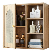 Wall-Mounted Bathroom Cabinet with Door Adjustable Shelf (5 Levels) Over-the-Toilet Storage for Laundry Kitchen Restroom