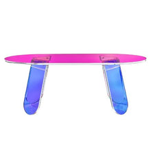 Iridescent Acrylic Coffee Table Colorful Side Table 13.8-Inch High for Living Room & Terrace