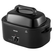 24QT Electric Roaster Oven 1450W Viewing Lid Defrost & Warm Functions Removable Pan & Rack Black