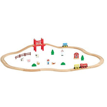 39PCS Wooden Train Set with Magnetic Trains Small Town Railway Track Toy for Kids Ages 3-8