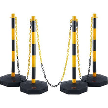 Adjustable Traffic Delineator Post Cones with Fillable Base & 8FT Chain for Parking Lot & Road Safety (4 Pack)