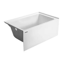 48" x 30" Contemporary Alcove Acrylic Bathtub Soaking Tub with Left Hand Drain Overflow Hole Integral Flange (White)