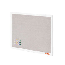 30" x 20" White Cork Board with Linen Surface for Home School and Office