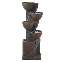 49.61" 5-Tier Outdoor Jar Water Fountain – Cascading Floor Standing Fountain with LED Light & Pump for Garden Patio & Home