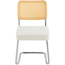 Set of 4 Mid-Century Rattan Dining Chairs with Velvet Upholstery