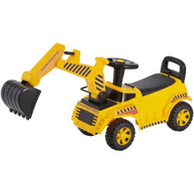 Ride-On Excavator Push Car for Toddlers, 19–36 Months, Helmet & Music, 55 lbs Capacity