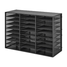 27 Compartments Metal Literature Organizer with Wooden Top Countertop Office Home Storage Organizer for File (Black)