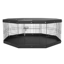 Dog Playpen 8-Panel Foldable Metal Fence with Cover & Pad 24" H Indoor/Outdoor Pet Pen