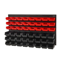 48-Bin Wall Mounted Storage Bins Garage Parts Organizer with Wall Panels (Black & Red)